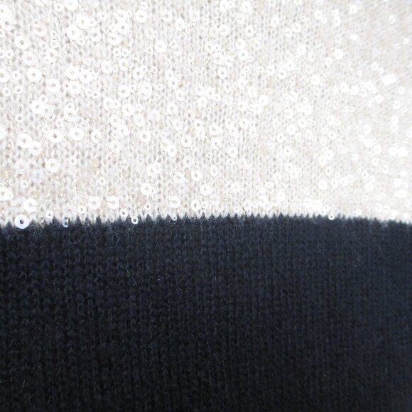 New J Crew Black Gold Stripe Crewneck Sweater Sequin Wool Mohair Blend Sweater M - Picture 5 of 9